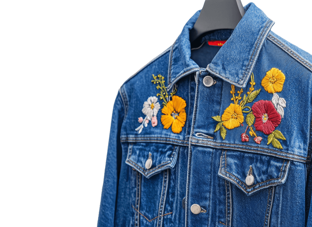 Floral embroidered denim jacket
