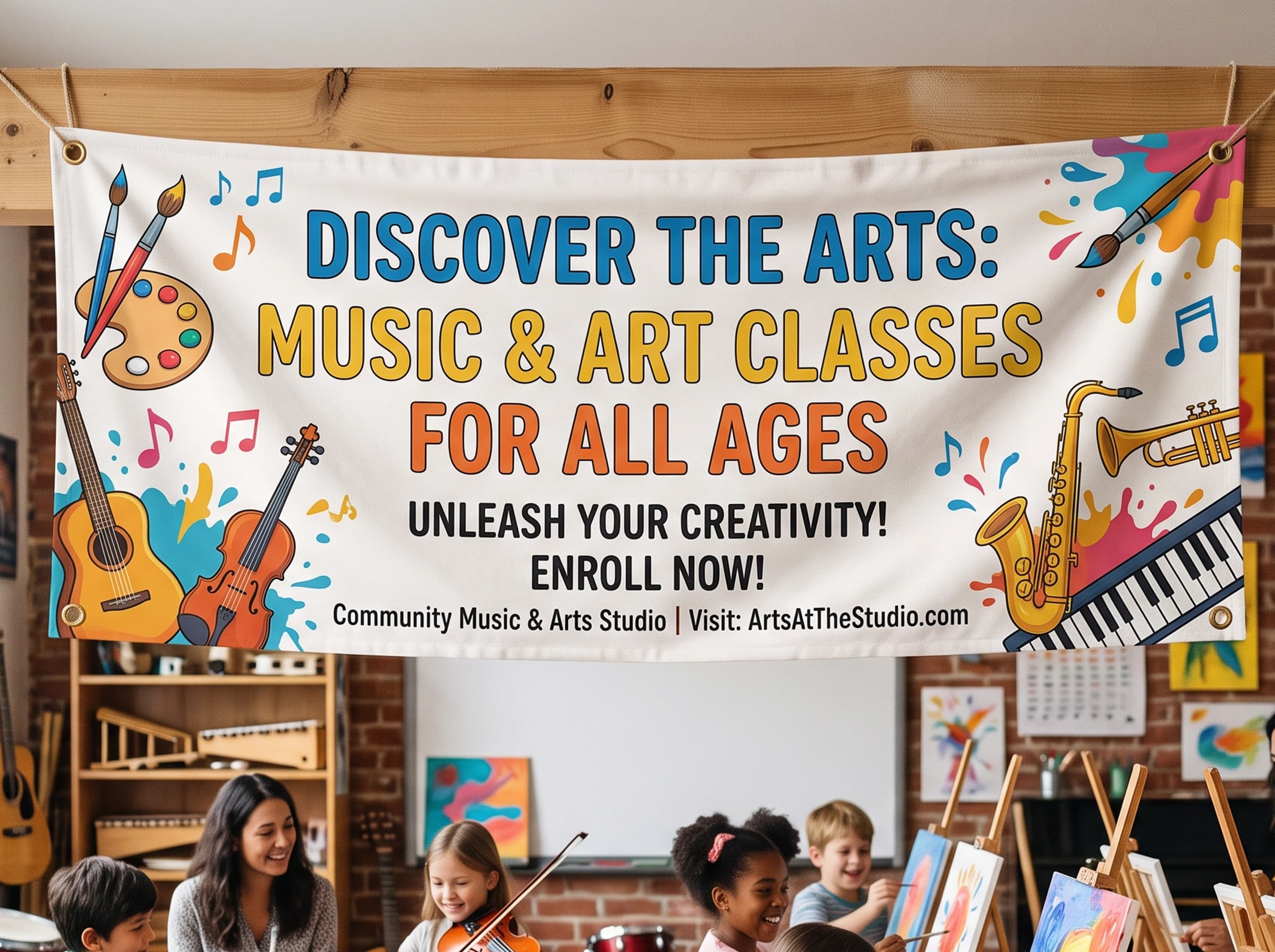 Vinyl banner on a wall